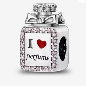 Silver Perfume Bottle Charm with Red Heart